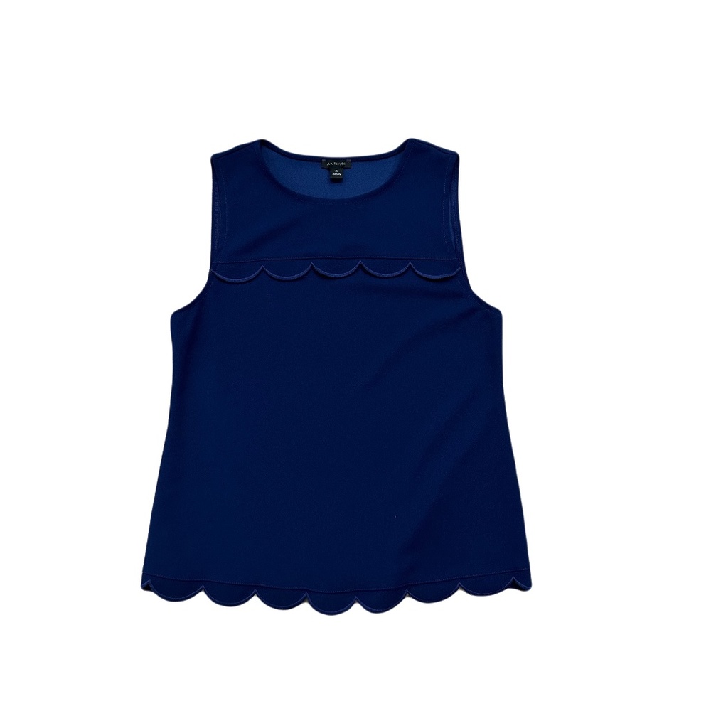(20) Ann Taylor Scallop Sleeveless Blouse, Size Extra Small, Rayon/Polyester